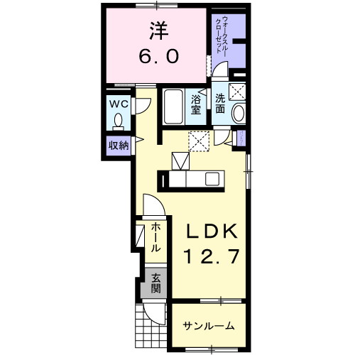 カーサ・デ・ピノ(1LDK/1階)の間取り写真