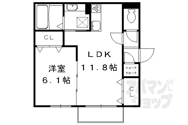 ルーチェ嵯峨(1LDK/1階)の間取り写真