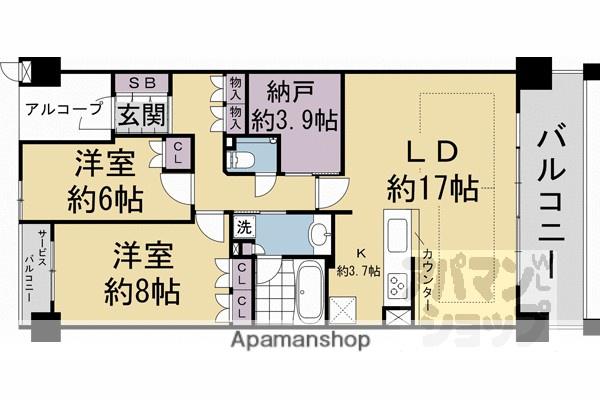 プレミスト京都烏丸鞍馬口(2SLDK/2階)の間取り写真