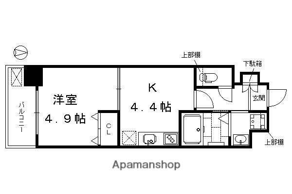 アクアプレイス京都洛南II(1K/4階)の間取り写真