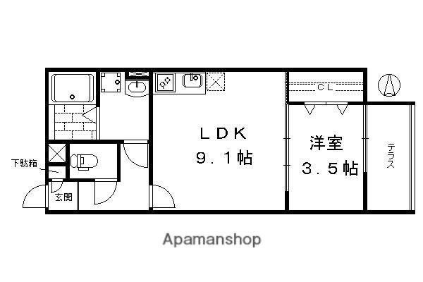 スマートメゾン京都西大路(1LDK/1階)の間取り写真
