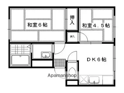 サンハイツ鴨川(2DK/1階)の間取り写真