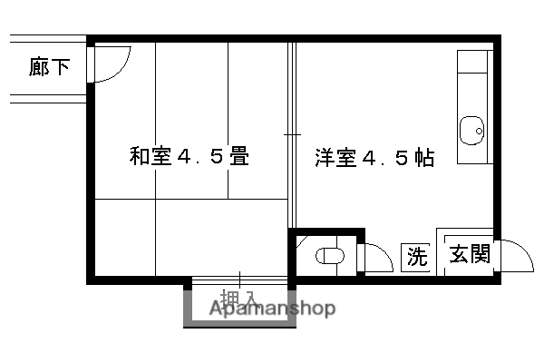 岡田アパート(2K/1階)の間取り写真