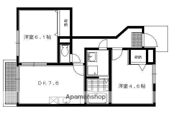 フォレスト桜坂(2DK/1階)の間取り写真