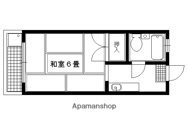 ハイツ白川・洛東(1K/2階)の間取り写真