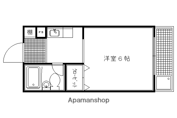 第3吉与門ハイツ(1K/3階)の間取り写真