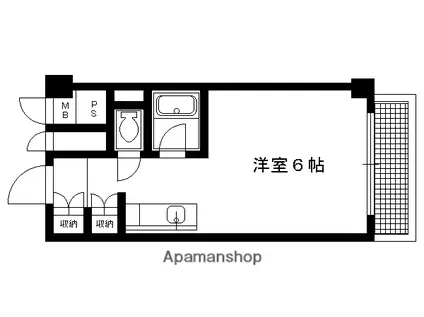 京都グランドハイツ(ワンルーム/3階)の間取り写真