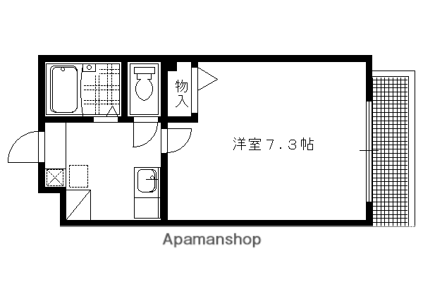 下堤谷口マンション(1K/3階)の間取り写真