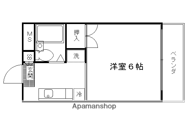 ドメーヌ南大路(1K/2階)の間取り写真