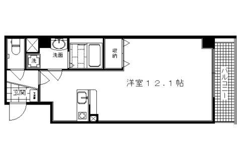 モンアルク西院(1K/1階)の間取り写真