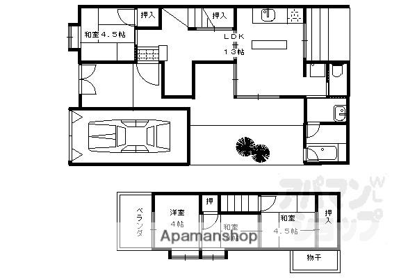 京都市烏丸線 北大路駅 徒歩10分 2階建 築56年(4LDK)の間取り写真