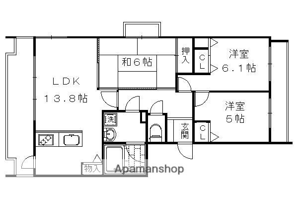ダイヤパレスオーセント鳴滝(3LDK/3階)の間取り写真