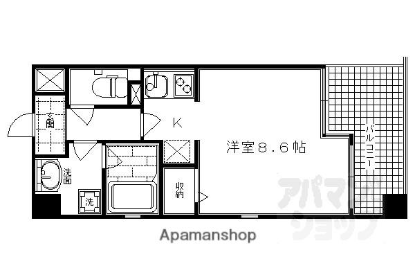 ベルヴィ富小路(1K/2階)の間取り写真