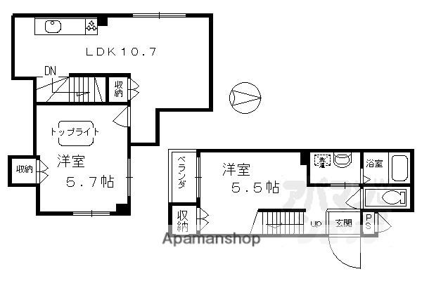 バインオーク CENT(2LDK/5階)の間取り写真