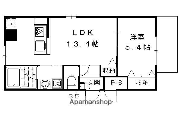 PIKETREE西京極(1LDK/3階)の間取り写真