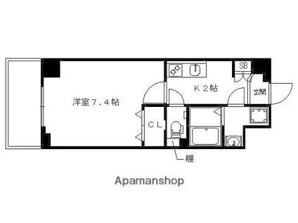 ベラジオ京都西大路ウエスト(1K/2階)の間取り写真