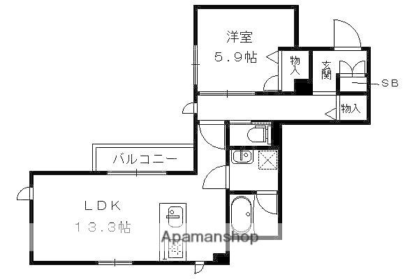 AILE北大路新町(1LDK/3階)の間取り写真