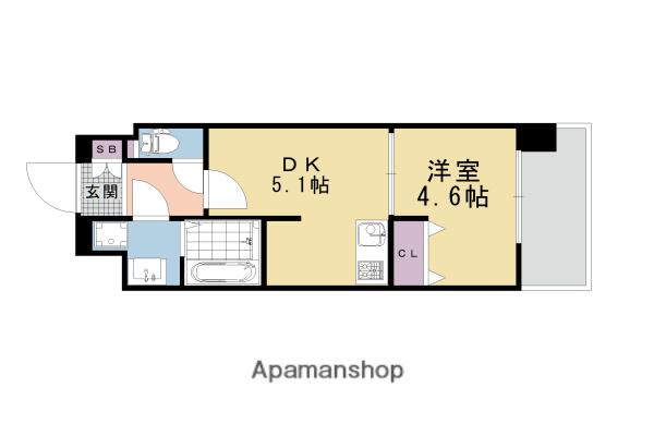 プレサンス THE KYOTO 澄華(1DK/4階)の間取り写真