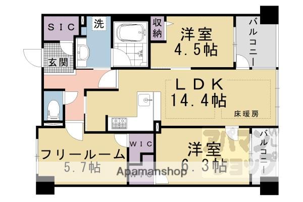 パラドール太秦丸太町(3LDK/3階)の間取り写真
