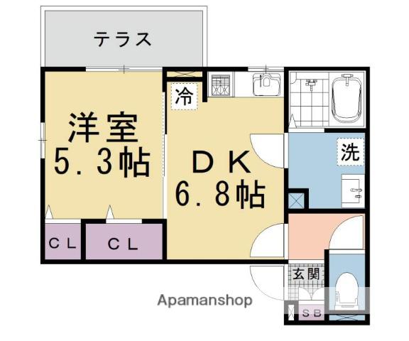 ブリランタ壬生(1DK/1階)の間取り写真
