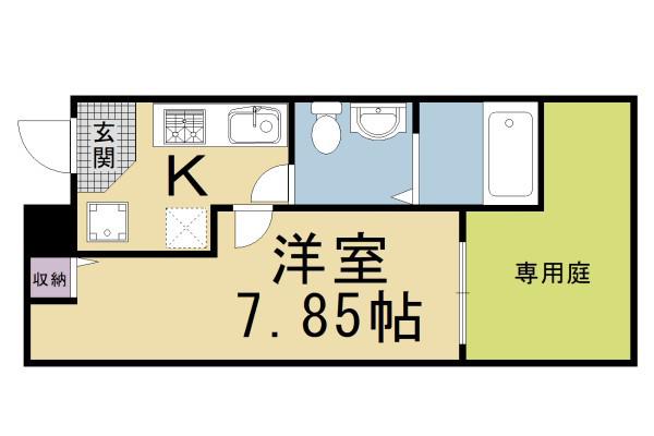 サントス堀川紫明(1K/1階)の間取り写真