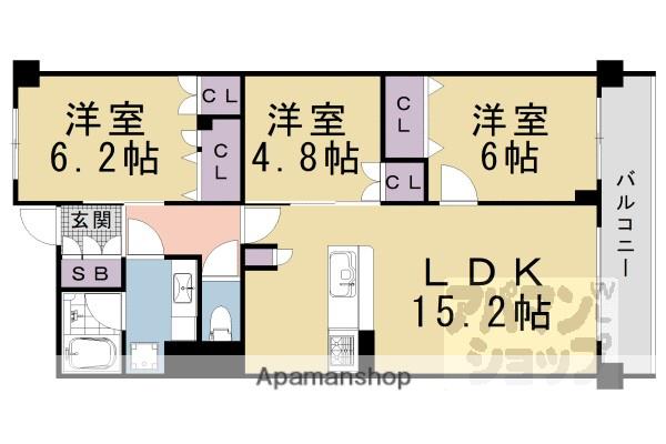 グランディム京都烏丸五条(3LDK/8階)の間取り写真