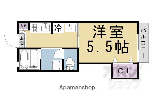 MIO聖護院(1K/2階)の間取り写真