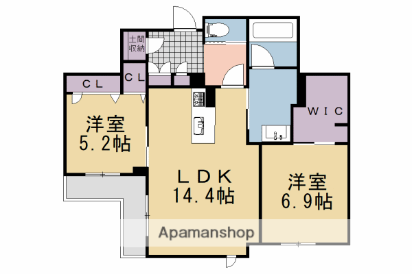 カーマイン・ピノ四条堀川(2LDK/2階)の間取り写真
