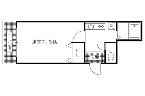 ブロッサム大徳寺(1K/2階)の間取り写真