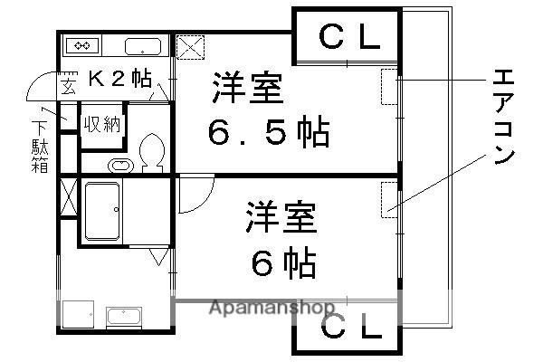 アッツエリマンション(2K/3階)の間取り写真