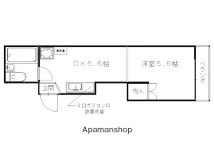 東上善寺町マンション(1DK/4階)の間取り写真