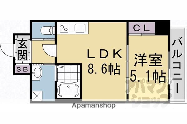 A-MON金閣寺NEKI(1LDK/2階)の間取り写真