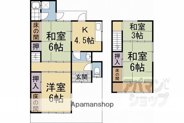 京福北野線 北野白梅町駅 徒歩4分 2階建 築57年(4DK)の間取り写真