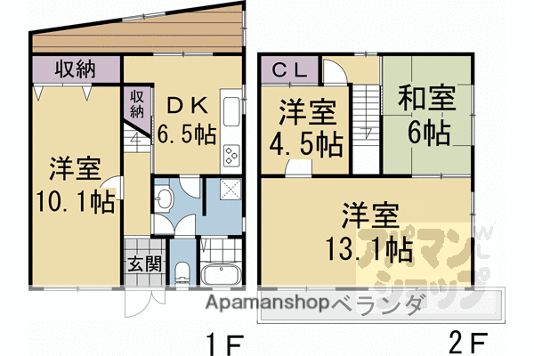叡山電鉄 市原駅 徒歩5分 2階建 築55年(4DK)の間取り写真