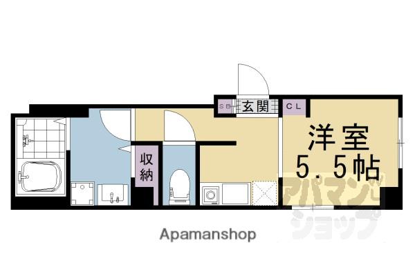 FLAIR京都五条烏丸(1K/1階)の間取り写真