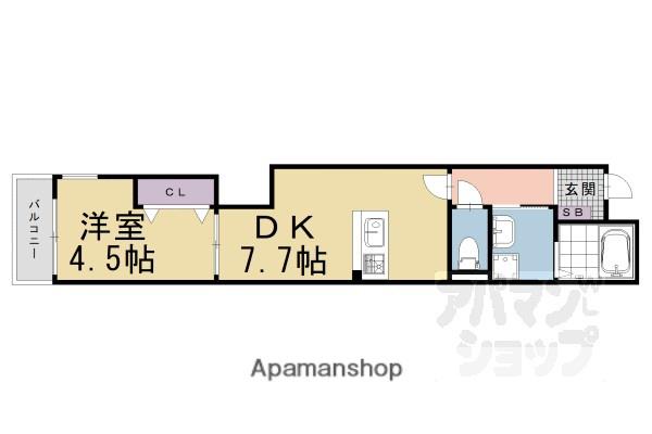 エスペランサ四条西洞院(1DK/1階)の間取り写真