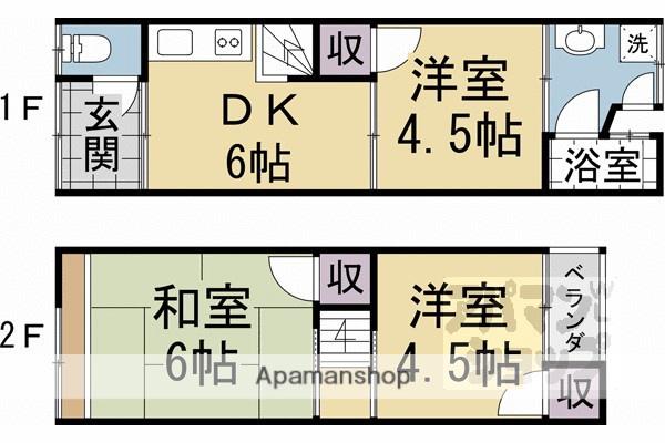 東海道本線 西大路駅 徒歩15分 2階建 築48年(3DK)の間取り写真