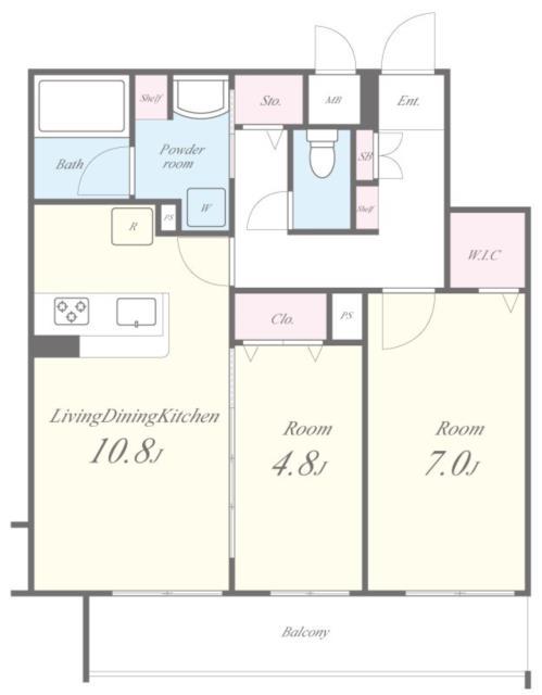 グランドール京都(2LDK/3階)の間取り写真
