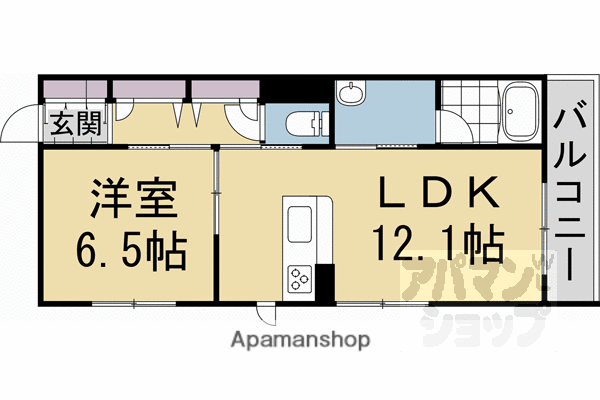 山陰本線 丹波口駅 徒歩6分 4階建 新築(1LDK/4階)の間取り写真