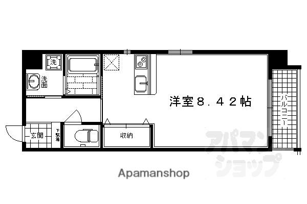 サンクチュアリ四条高倉(1K/2階)の間取り写真