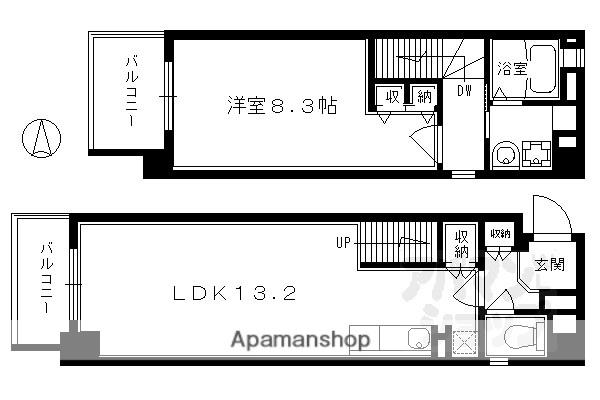 シャトーあと村(1LDK/5階)の間取り写真