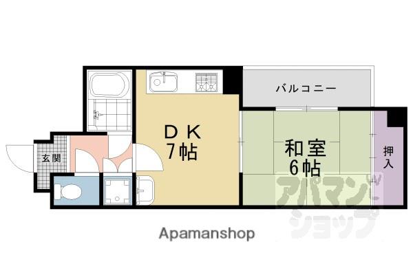アルカンシェル御所(1DK/2階)の間取り写真