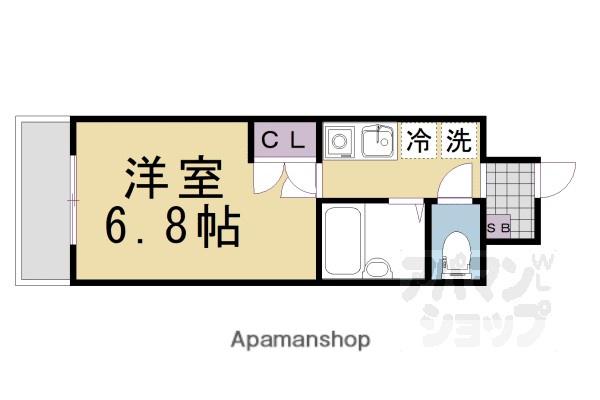 CASA VERDE 寺町二条(1K/6階)の間取り写真