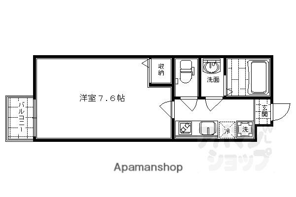 フラッティ四条大宮II(1K/3階)の間取り写真