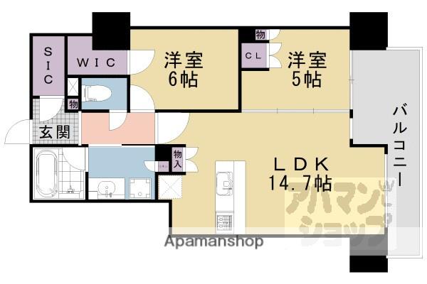 プレミスト京都四条堀川(2LDK/2階)の間取り写真