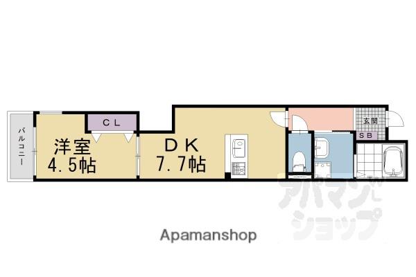 エスペランサ四条西洞院(1DK/1階)の間取り写真