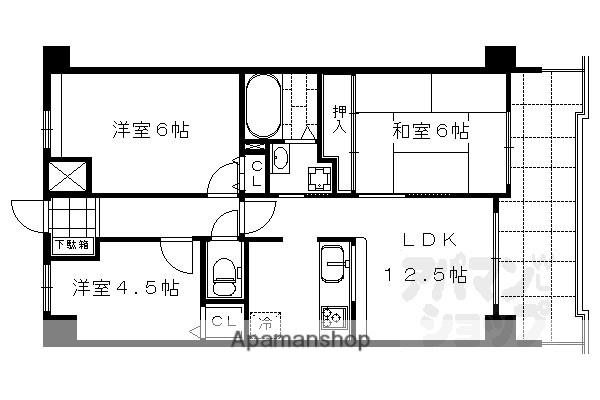 コスモ二条城東(3LDK/5階)の間取り写真
