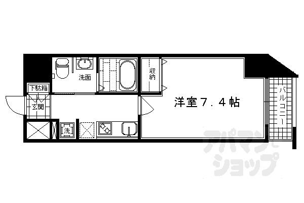 アーバンフラッツ四条西洞院(1K/2階)の間取り写真