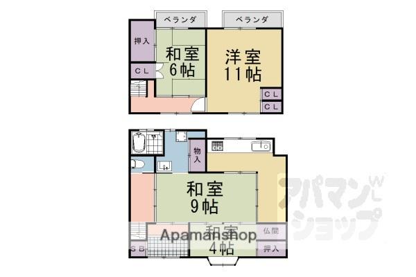 京都市東西線 二条城前駅 徒歩5分 2階建 築66年(4DK)の間取り写真