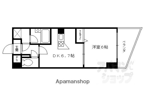エスリード京都河原町(1DK/4階)の間取り写真